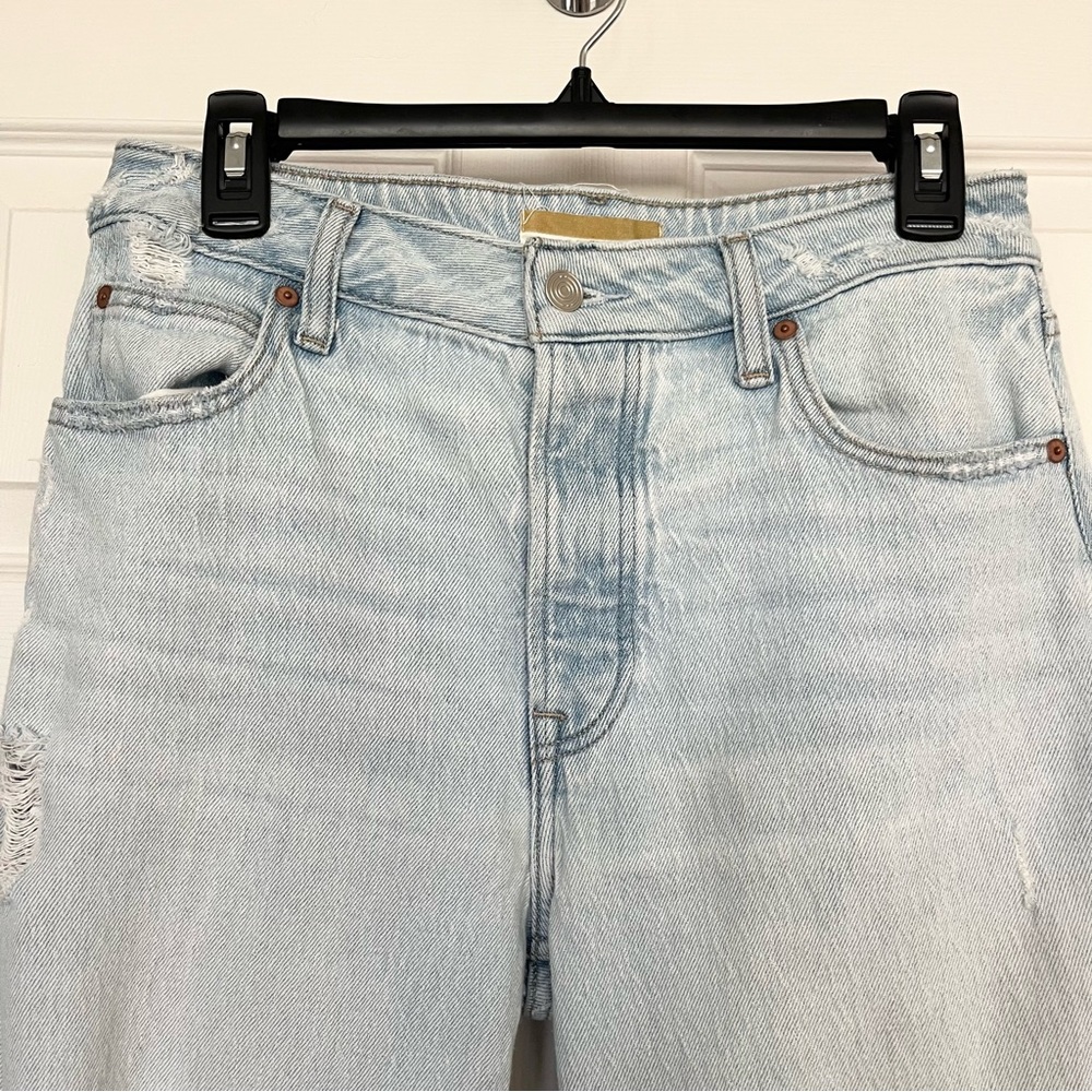 Goldie Blues Brooklyn High Rise Straight Crop Jeans Distressed Raw Hem 8 - Picture 11 of 11